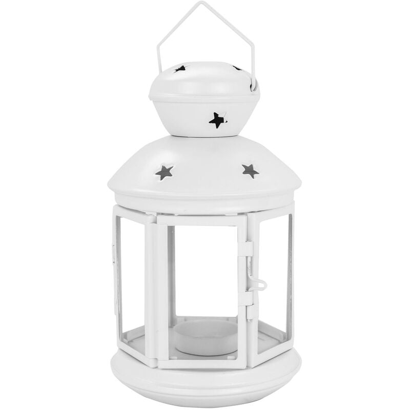 Nicola Spring - Metal Hanging Tealight Lantern - 20cm - White