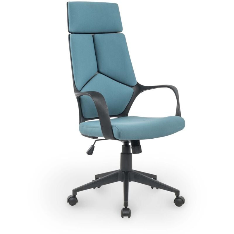 mobilier deco - nicolas - fauteuil de bureau en tissu bleu - bleu