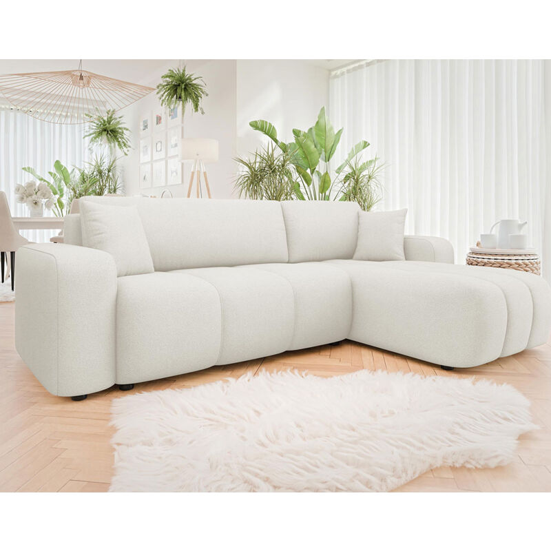 Nicole - canapé d'angle réversible 4 places convertible avec coffre en tissu