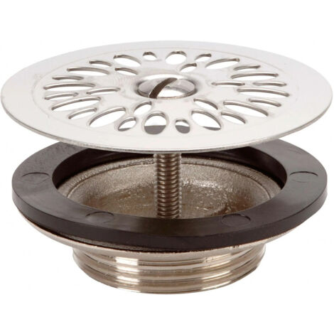 Nicoll – Bonde de lavabo en laiton chromé – Grille diamètre 63 mm – Sortie G 1¼ – Durable pour salles de bain et lavabos