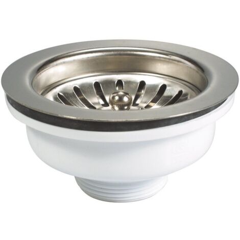 Nicoll – Bonde de lavabo manuelle Ø114 mm – Inox 18/10 – Sans trop-plein – Compatible éviers 1 bac inox, synthèse, céramique