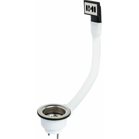 Nicoll – Bonde évier avec trop plein – Diamètre 84 mm – Inox 18/10 – Panier manuel – Compatible grès et composite