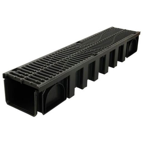Nicoll – Caniveau de voirie 200 CAN15BF – Grille classe B125 – Polypropylène noir – Longueur 1 m – Largeur utile 160 mm