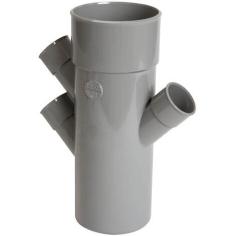 Nicoll – Culotte triple parallèle 45° en PVC mâle-femelle 100 mm – 3 sorties femelles 40 mm – Raccord évacuation pour 2 lavabos et machine à laver