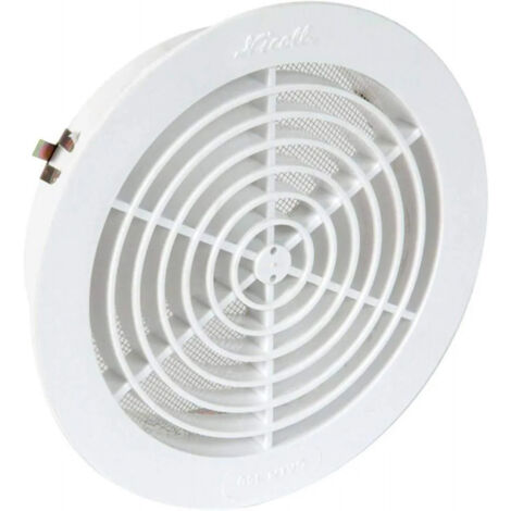 Nicoll – Grille de ventilation ronde 180mm avec moustiquaire pour tube 160mm – Résine synthétique durable – Montage à clipser pour ventilation intérieure