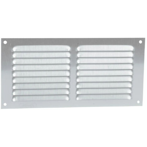 Nicoll – Grille d'aération rectangulaire 100x200mm – Aluminium anodisé gris – Moustiquaire intégrée pour évacuation air vicié – Pose à vis