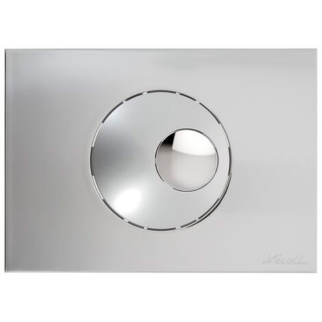 Nicoll – Plaque de commande WC double volume 146x205 boutons ronds chrome velours – Compatible bâti-support faible hauteur – Installation facile