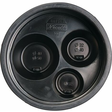 Nicoll – Raccord d'évacuation PVC tampon de réduction élastomère noir – Femelle 100mm vers 32/40/50mm – Installation à coller – Classement feu NF-M1