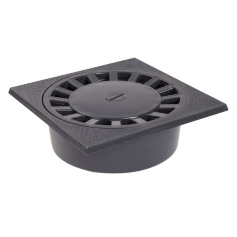 Nicoll – Siphon de cour à emboîture incorporée verticale M90 F80/100 – Dimensions 250 x 250 mm – Couleur gris foncé – Pour drainage efficace