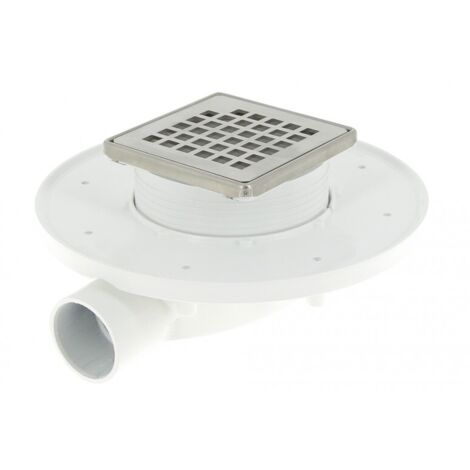 Nicoll – Siphon de douche 10x10cm avec grille inox 304 – Sortie horizontale Ø40mm – Débit 0.6l/s – Garde d'eau 10mm