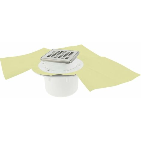 Nicoll – Siphon de douche carrelée 10x10 cm – Verticale – Grille inox 304 – Natte d'étanchéité incluse – Drainage efficace