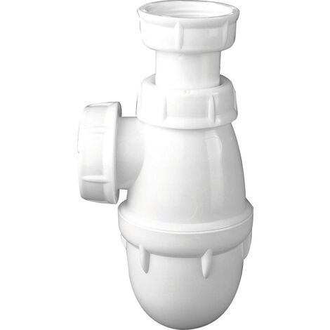 Nicoll – Siphon évier blanc réglable Ø40 – Polypropylène – Hauteur réglable 137 à 177 mm – Sortie écrou 1'1/2 avec joint américain