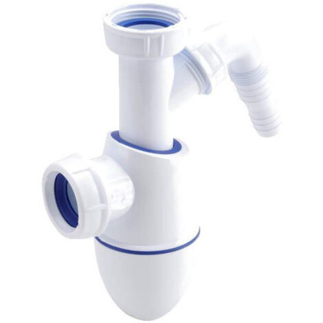 Nicoll – Siphon lavabo bi-matière avec prise machine à laver – Ø32 mm – Réglable en hauteur 177-222 mm – Joints intégrés pour étanchéité durable