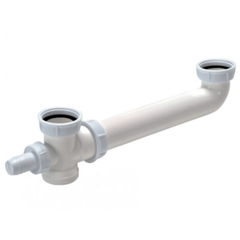 Nicoll – Tubulure évier 2 bacs réglable 150-335 mm – Diamètre sortie 40 mm – À visser – Prise machine à laver incluse