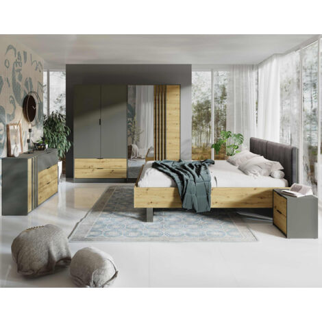 Nicosie - kommode - holz und grau - 125 cm - holz / grau