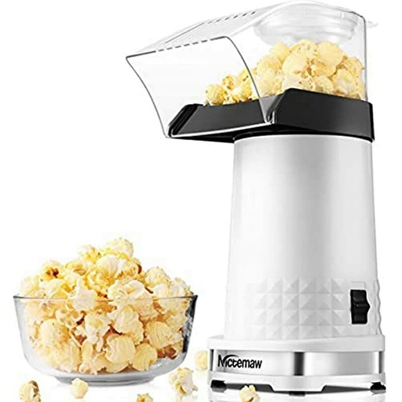Image of Macchina per popcorn Bianco, Macchina Popcorn Compatta da 1200 w Senza Grassi e Senza Olio, Snack Salutare per la casa - Nictemaw