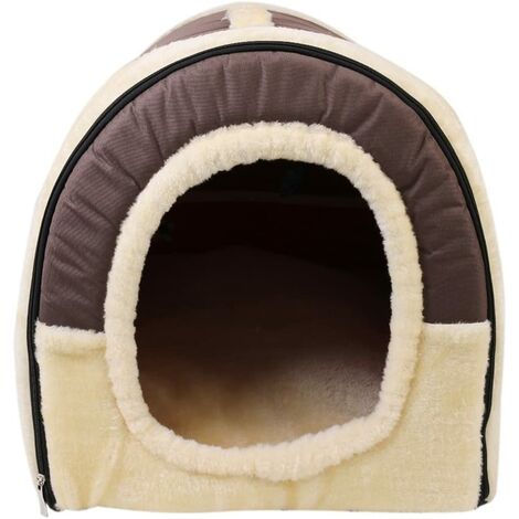 Nid d'animal de Compagnie et canapé-lit, Maison de Chat de Chien Pliable antidérapante et Hiver Doux Matelas Confortable 4 Style 3 Taille (M, Marron)
