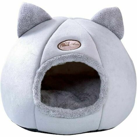 Nid de chat Maison pour chat, grotte pour animaux, chaleur animale antidérapante, lit moelleux mobile, matelas pliable, coussin animal (40 x 40 x 40 cm, gris),