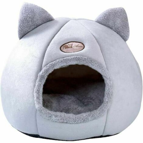 Nid de chat Maison pour chat, grotte pour animaux, chaleur animale antidérapante, lit moelleux mobile, matelas pliable, coussin animal (40 x 40 x 40 cm, gris)