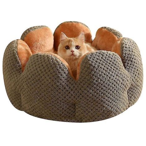 Nid de pétales de cactus pour chat en peluche épaisse - Gris