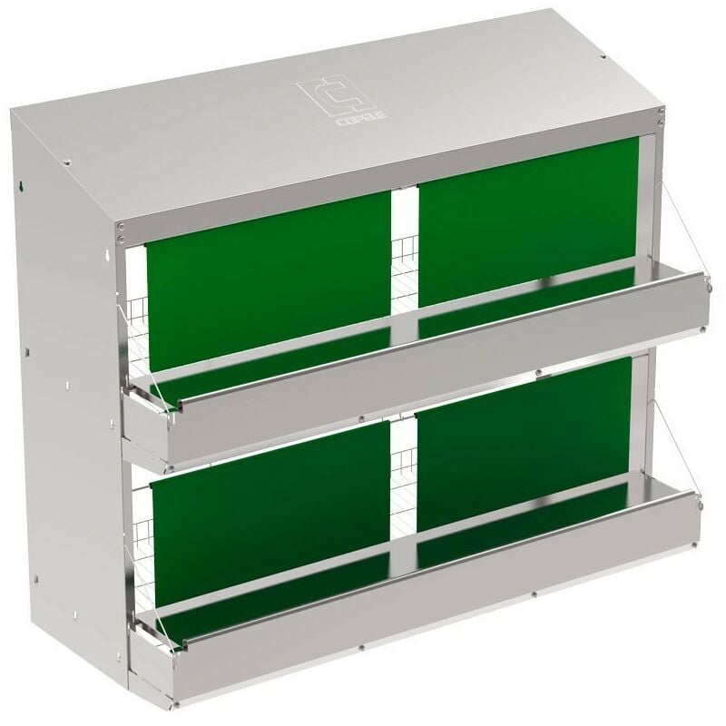 Pondoir collective pour poules, en tôle galvanisée 2 étages, pour 100 poules 120x50x97 cm