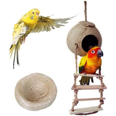 Nid d'oiseau, boîte d'élevage pour perroquets, jeu de cage pour inséparables, jouet suspendu avec échelle pour perroquets, canaris, pinsons, pigeons