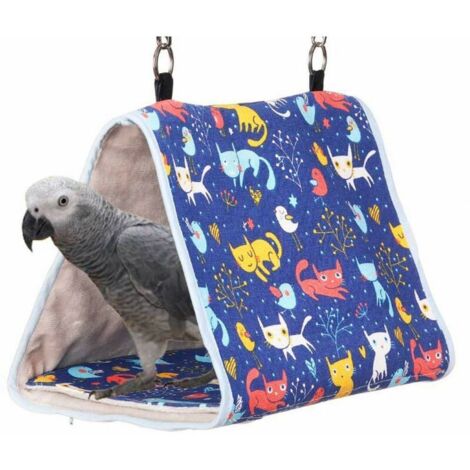 Nid d'oiseau douillet à suspendre pour perroquet, niche pour perroquet, tente pour oiseaux inséparables, lit chaud bleu et jaune