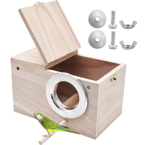 Nid d'oiseau - Elevage - Bois - 12x12x19,5 cm - Pour perroquets et oiseaux exotiques - Durable et sûr