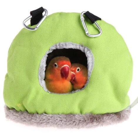 Nid d\'oiseau en peluche pour perruches et perroquets - Shipenophy - Taille moyenne - Vert et blanc