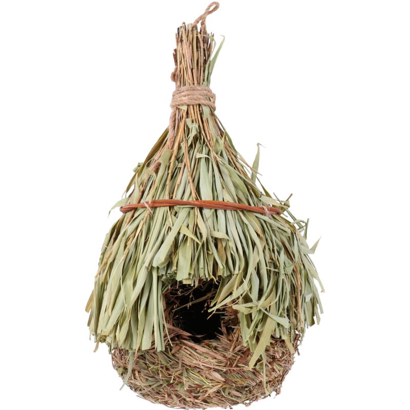 Nid d'oiseau Frcolor Maison d'extérieur Cabane Nichoir Jardin Perroquet Herbe Petit lit d'hiver Abri Cage Accessoires Paille suspendue Maison