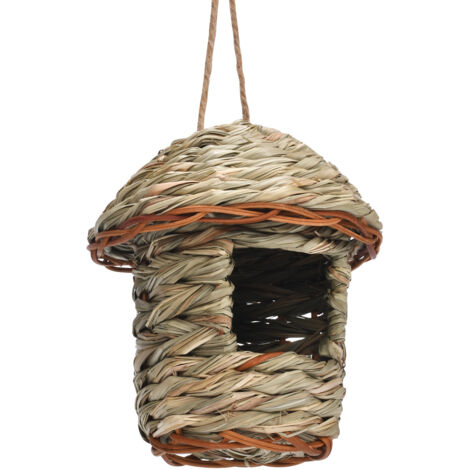 Nid d'oiseau naturel en herbe tressée à la main - Cabane suspendue confortable pour colibris, construction en rotin pour jardin, décoration et élevage d'oiseaux