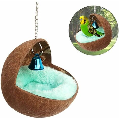 Nid D'Oiseau Perroquet Perruche Cage en Coquille De Noix De Coco Naturelle pour Animal Domestique Que Perroquet, Perruche,1pcs FUIENKO