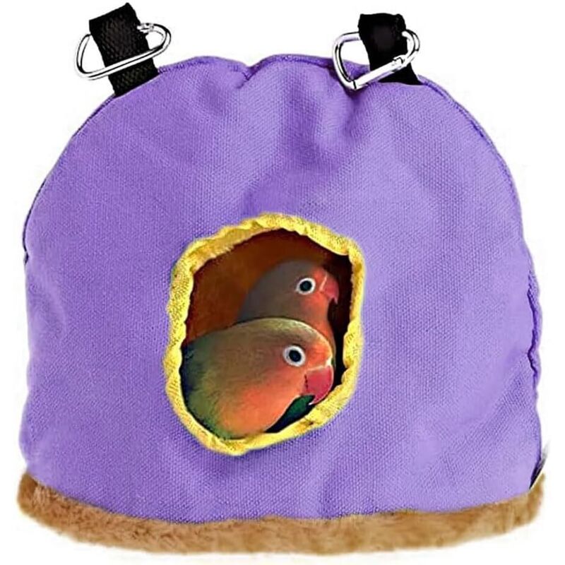 Nid d'oiseau suspendu, cage à oiseaux chaude pour l'hiver, maison d’oiseau en peluche pour l’hiver, violet, M