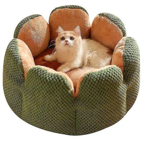Nid pour chat en peluche épaisse en forme de pétale de cactus - Vert