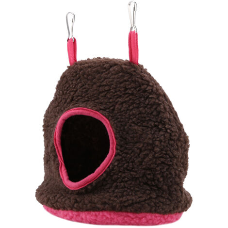 Nid pour perroquet en polaire berbère chaude et moelleuse, hamac suspendu, niche pour oiseau de compagnie, marron foncé