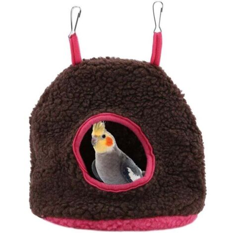 Nid suspendu en peluche pour perroquet, 4 couleurs pour animaux de compagnie, nid en peluche chaud pour oiseaux, hamac en laine berbère (marron)