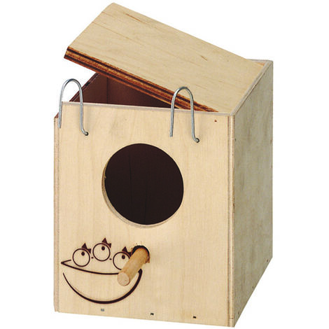 Nido in legno per gabbia uccelli - cm.11,5x12,5x12h. - foro entrata ø cm.4