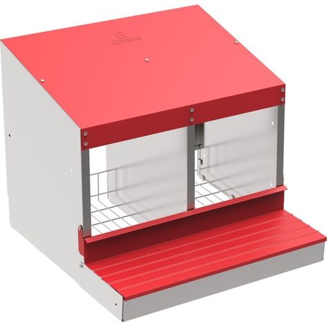Nido para Aves de Corral Galvanizado 2 departamentos, Ponedero 8/9 gallinas, Nido para Gallinas 53x50x44 cm