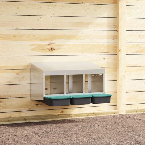 Nido para gallinas con 3 compartimentos de acero galvanizado para montar en la pared