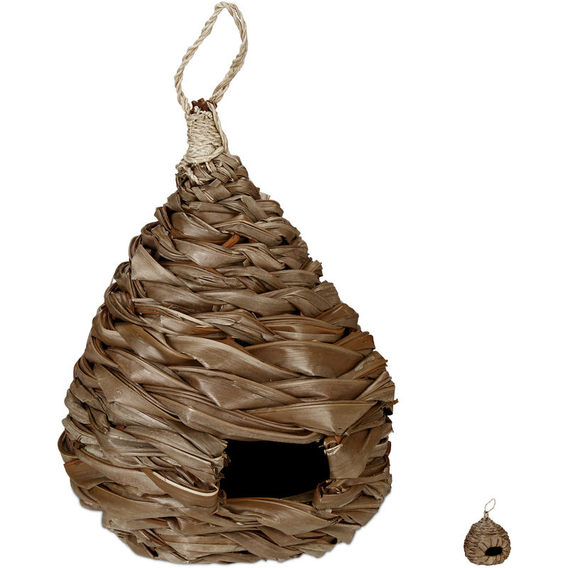 

Nido para pájaros, Comedero decorativo, Colgante, Trenzado, Adorno de jardín, 38 x 21 cm, 1 Ud., Marrón