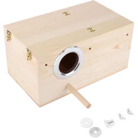 Nido per uccelli in legno resistente, ideale come decorazione per la casetta di allevamento delle calopsitte.