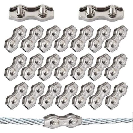 [NIE BENUTZT]20 Stück Duplex-Clips M3 Drahtseilklemmen Edelstahl 304 Duplex-Klemmen für 3 mm Drahtseil-Takelage