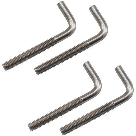 [NIE BENUTZT](4 Stück) M12 x 100 mm 304 Edelstahl L-förmiger rechtwinkliger langer quadratischer Ankerbolzen