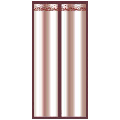[NIE BENUTZT]Magnetischer Türvorhang, Anti-Mücken-Türvorhang mit Magnetverschluss, ohne Bohren, für Balkontür, Kellertür, Terrassentür (120 x 220 cm), gestreift, Kaffee