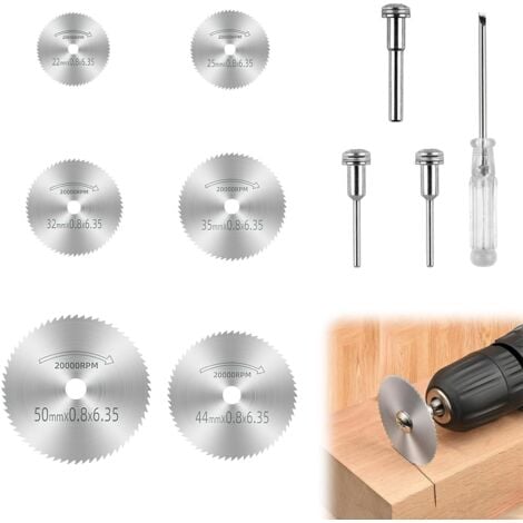 LARGEIGHT [NIE BENUTZT]Trennscheiben für Dremel, multifunktionale Mini-Kreissägeblätter für Holz, Kunststoff, Metall, 6 Größen-Set mit Schraubendreher im Lieferumfang enthalten, hohe Präzision und Haltbarkeit