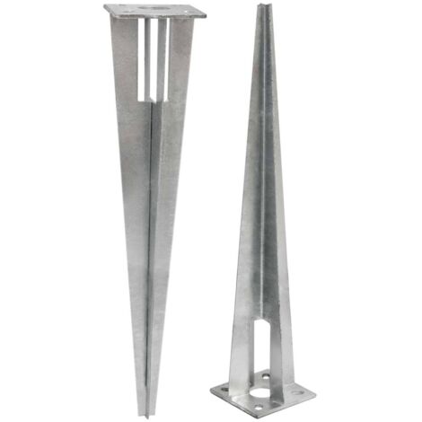 NIEDERBERG METALL Estaca de metal galvanizado de forma piramidal aprox 50cm de largo  ideal para clavar y asegurar en el suelo postes para vallas de aprox Ø34mm  Plateado