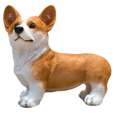 Niedliche Hundefigur, lebendiger Stil, kleines Modell, Kunstharz, Dekoration für drinnen und draußen, gelber Corgi