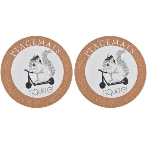 niedliche Korkuntersetzer mit Cartoon-Tiermotiv, praktisches rundes Design für Büro oder Zuhause – Eichhörnchen