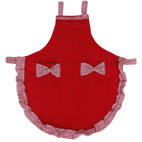 Niedliche Vintage-Damenschürze mit Schleife und Tasche für die Küche, Rot
