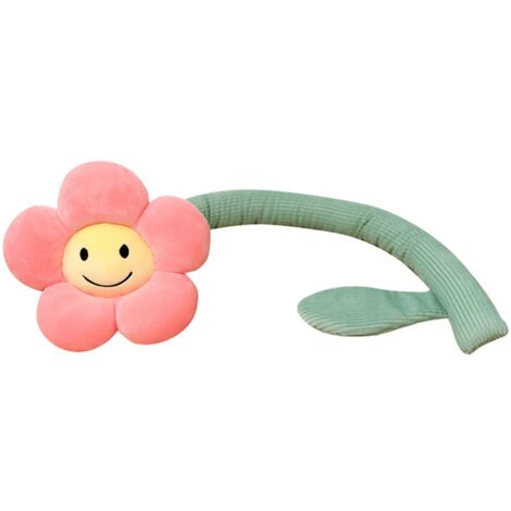Niedliche, weiche Gardinenstange mit Plüsch-Sonnenblumenmotiv für Kinderzimmer und Büro – Dunkelrosa, Länge 95 cm